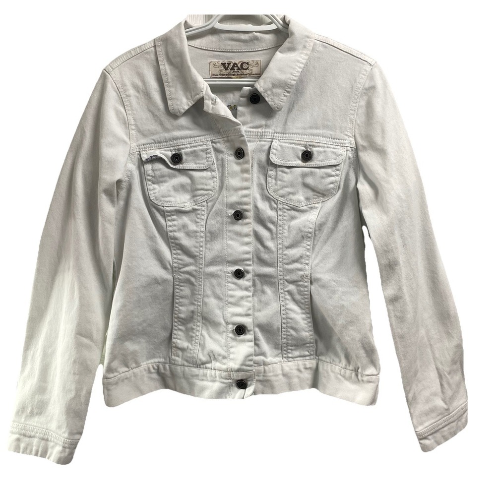 NINE WEST VAC Women's Vintage‎  White Denim Jean Jacket Y2k Sz. M